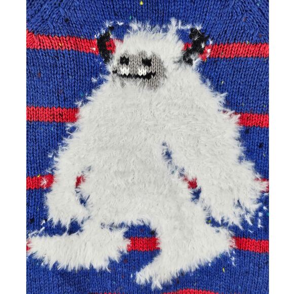 TUCKER + TATE BLUE RED STRIPED KNIT STITCHED ON YETI SWEATER, BABY BOY'S SIZE 6M - Picture 3 of 7